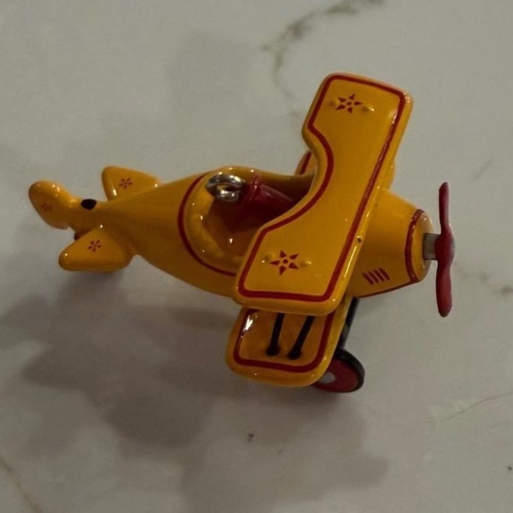 Hallmark 2002 Kiddie Car Classics 1930 Custom Biplane Miniature Ornament Yellow